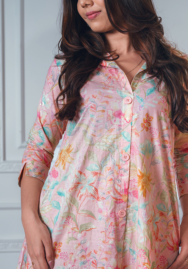 FLORTY PINK MIX KURTA